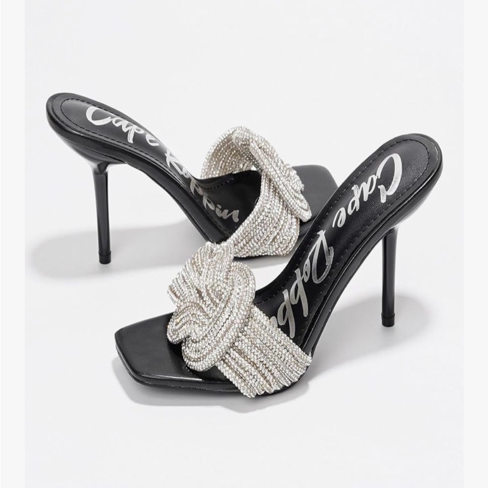 NEW Cape Robbin Stiletto Heels Rhinestone-Embellished Knot & Open Toe (Flynn) 7 - Picture 7 of 8